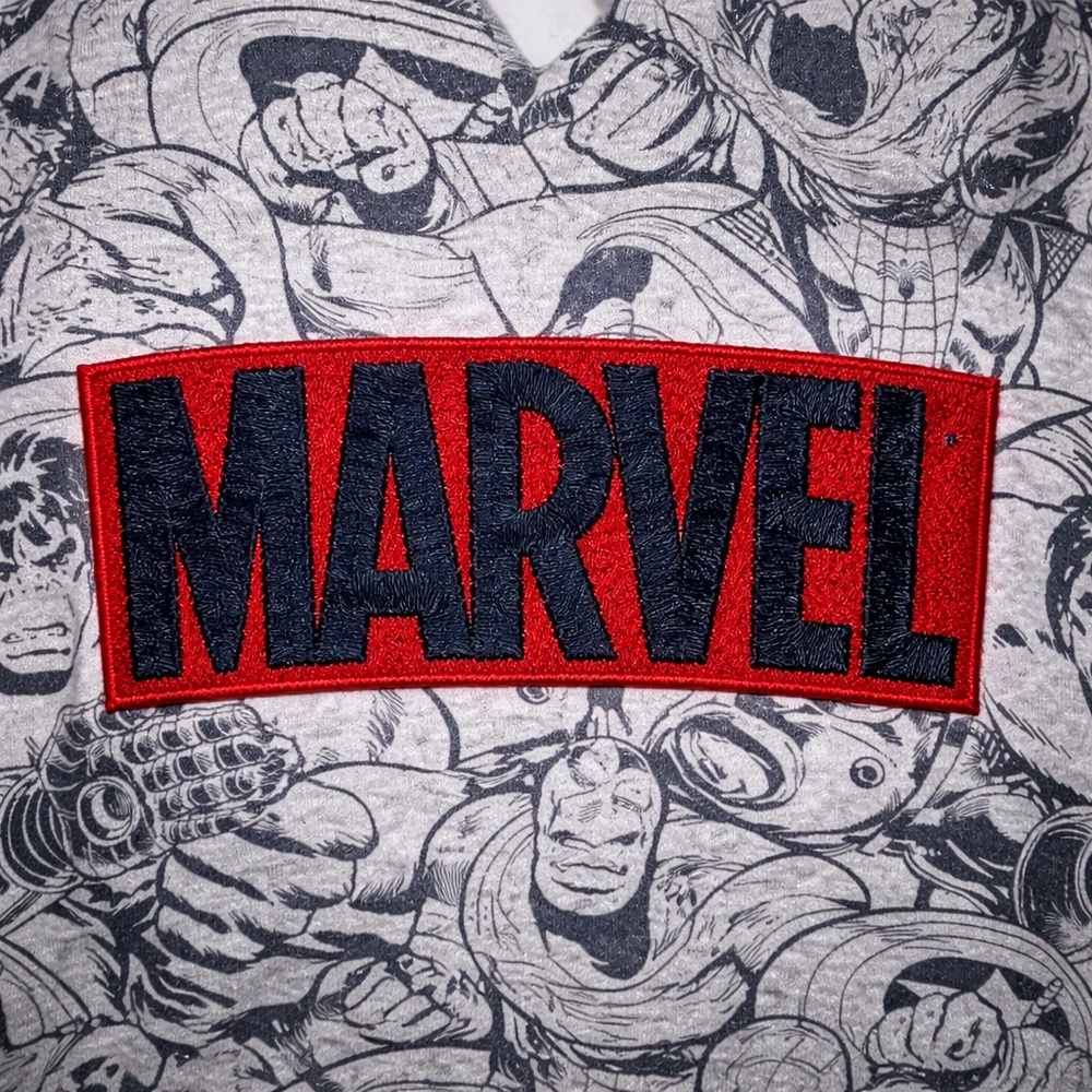 Marvel Boys Hoodie Gray Graphic Print Sweatshirt Size L